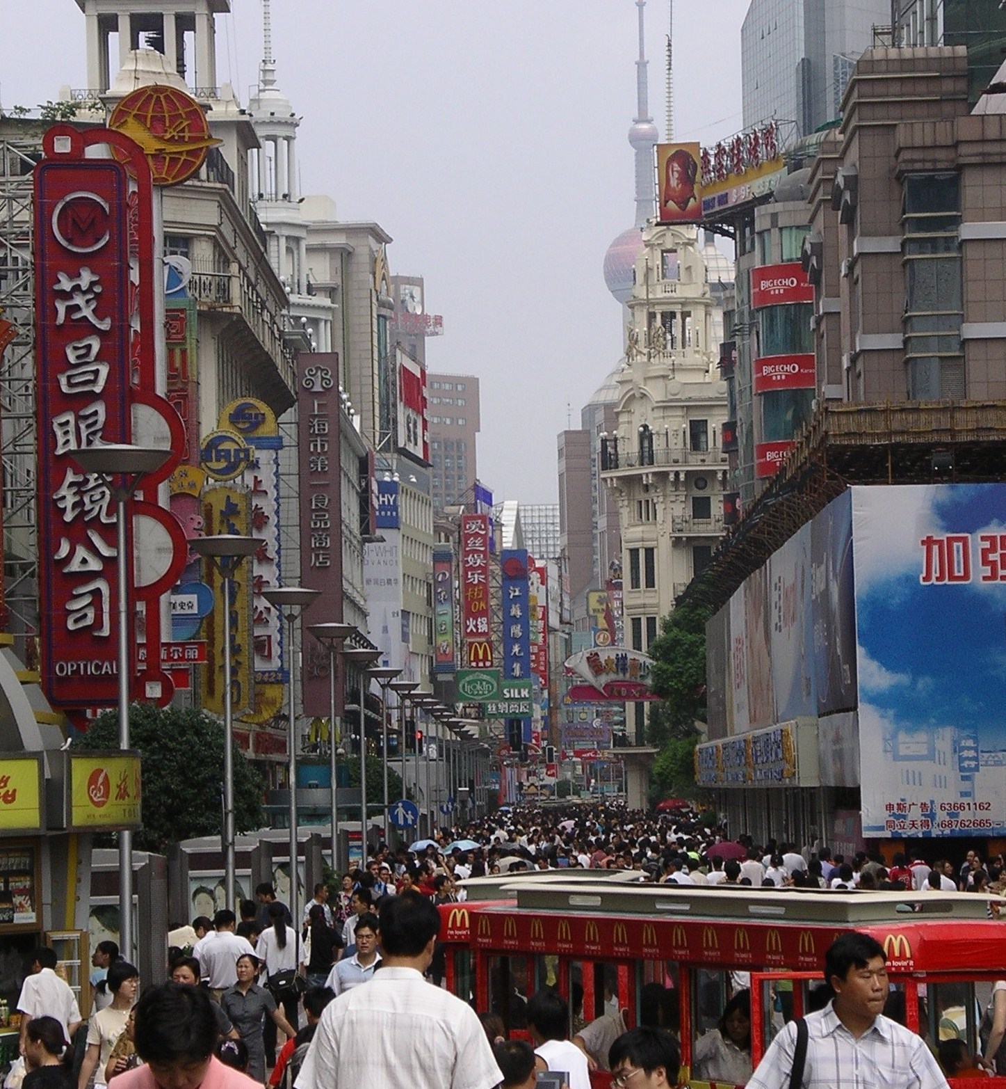 China overpopulated modern city street